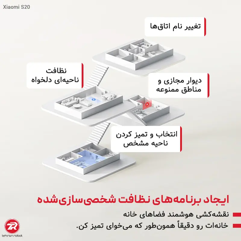 برنامه‌ریزی نظافت با جارو رباتیک شیائومی مدل S20