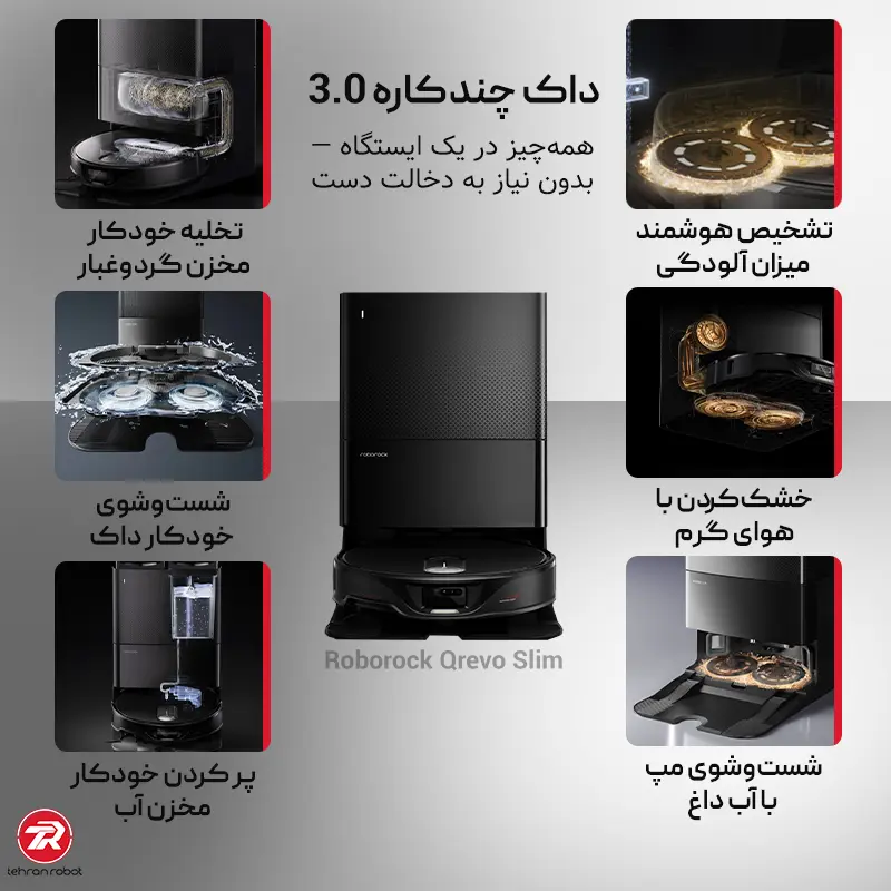 داک چندکاره ۳.۰ جارو رباتیک Roborock Qrevo Slim