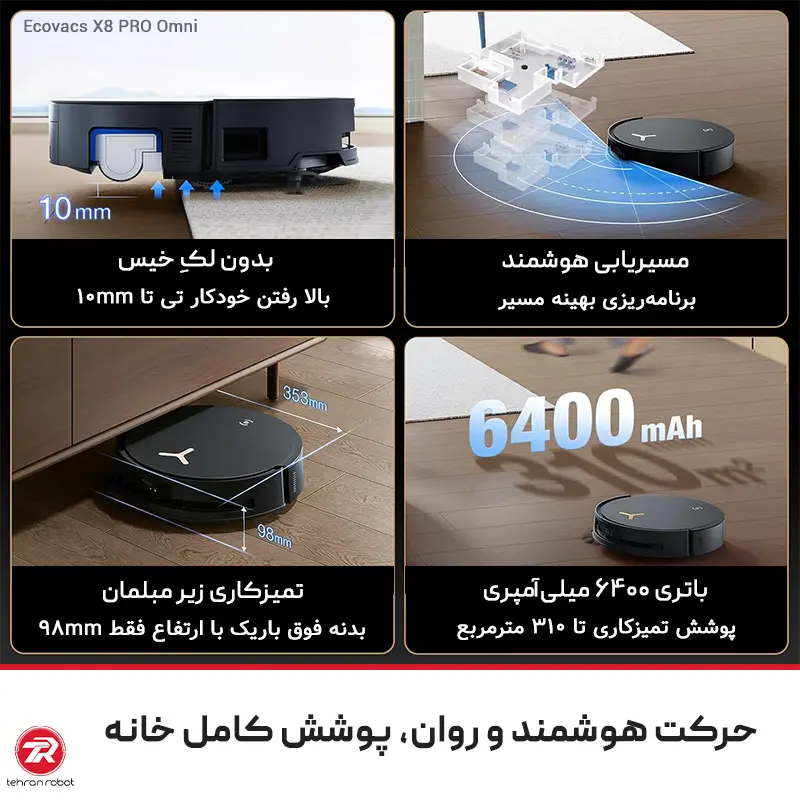 هوش مصنوعی AIVI 3D 3.0 در جارو رباتیک اکووکس مدل Ecovacs X8 PRO Omni