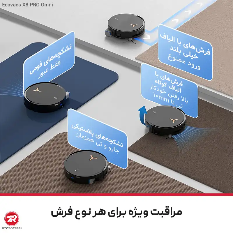 جارو رباتیک اکووکس مدل Ecovacs X8 PRO Omni مناسب برای هر نوع فرش