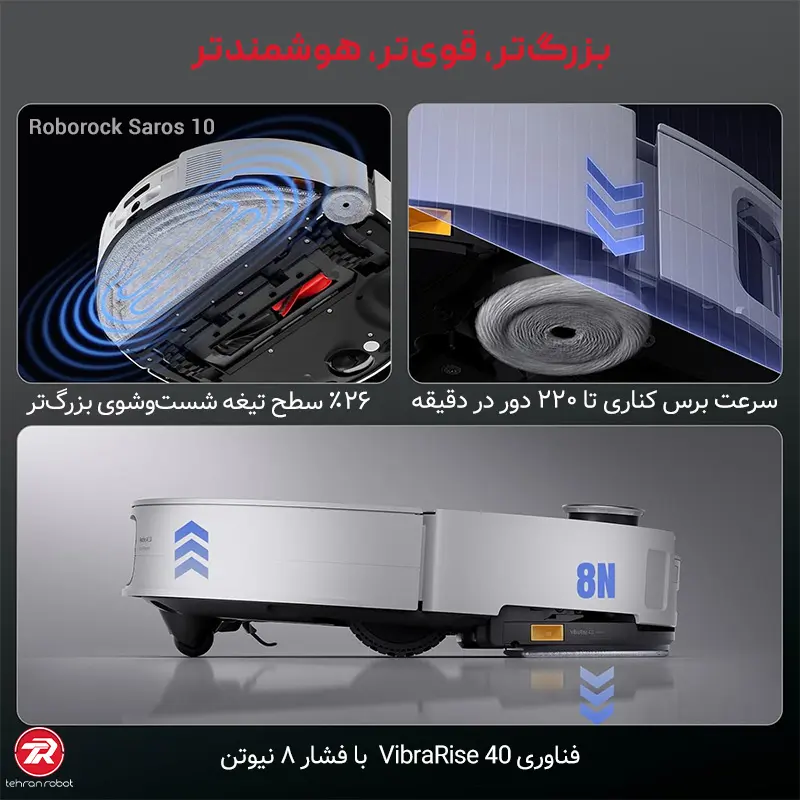 تی‌کشی جارو رباتیک هوشمند روبوراک Saros 10