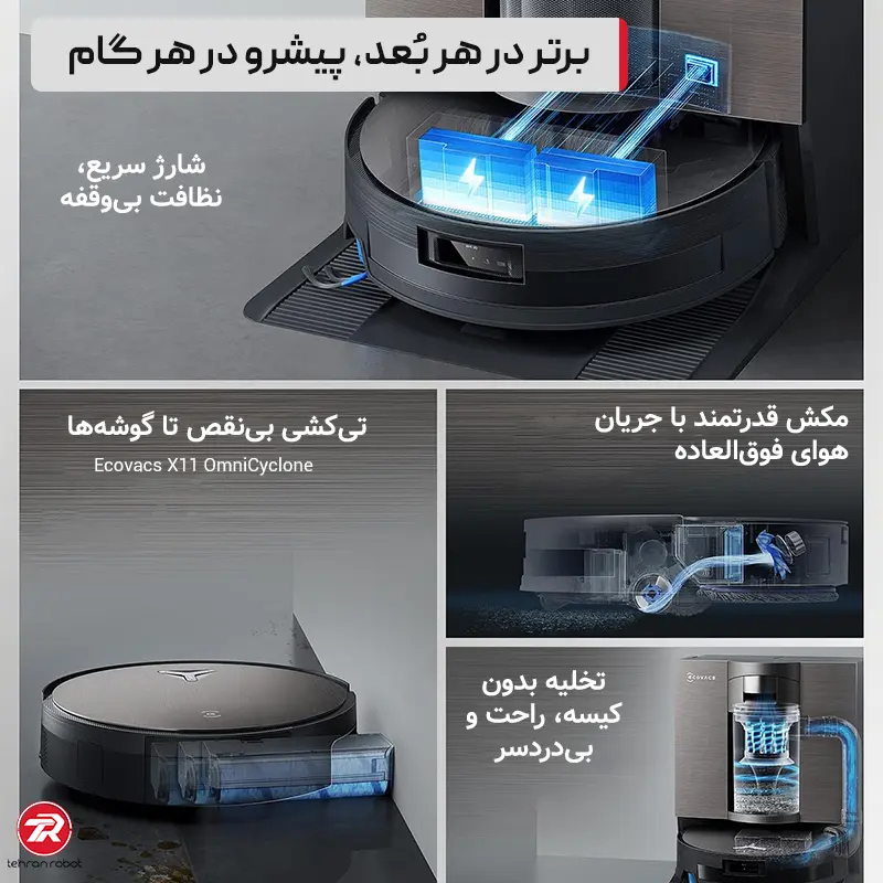 ویژگی‌ها و امکانات جارو رباتیک اکووکس X11 OmniCyclone