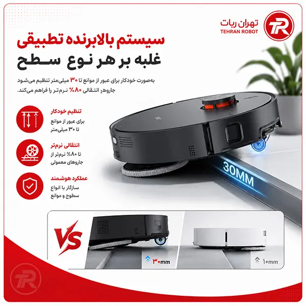 عبور از مانع و تشخیص فرش در جارو رباتیک JONR X1 Max