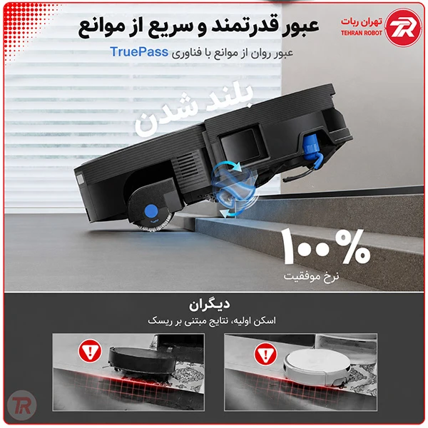 عبور جارو رباتیک اکووکس X12 PRO OMNI از آستانه با فناوری TruePass