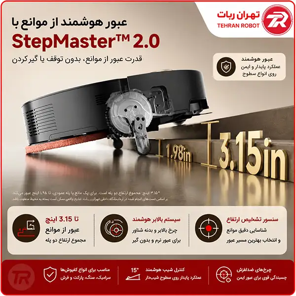 StepMaster 2.0 برای عبور از اختلاف سطح تا ۸ سانتی‌متر MOVA MOBIUS 60